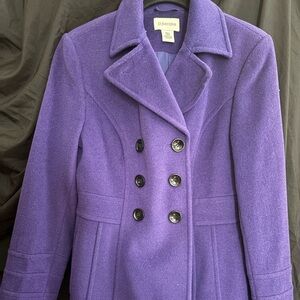 St. John's Bay Women's Wool DoubleBreasted Purple Peacoat